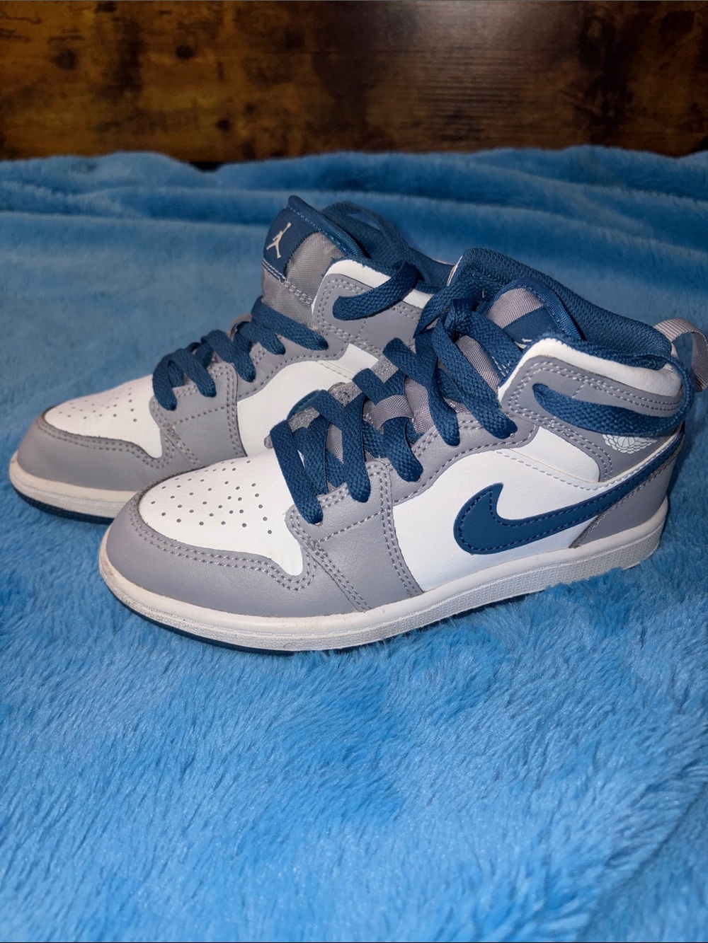 Nike Kids Mid-Top Sneakers - White, Gray & Blue